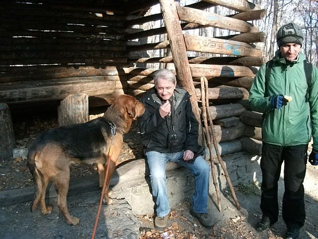 Podchodził też do ludzi wyżebrać trochę jedzenia. Nie robił tego zbyt nachalnie, więc ten pan podzielił się z nim prawie połową swojej bułki.